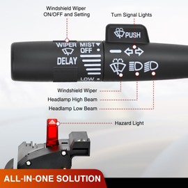 Nilight Turn Signal Switch Compatible with 1995 1996 1997 1998 1999 Chevy C1500 K1500 Pickup Tahoe GMC C1500 K1500 Pickup Yukon 1995-2000 Chevy C2500 K2500 K3500 Pickup GMC C2500 K2500 Pickup