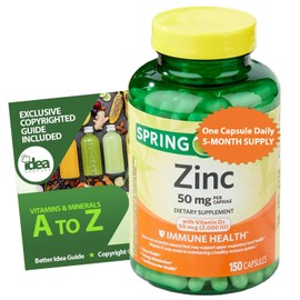 SV Zinc 50mg with Vitamin D 50mcg – Immune Support Supplement – Gluten-Free, No Artificial Additives, 150 Capsules Bundle with Vitamins & Minerals - A to Z - Better Idea Guide