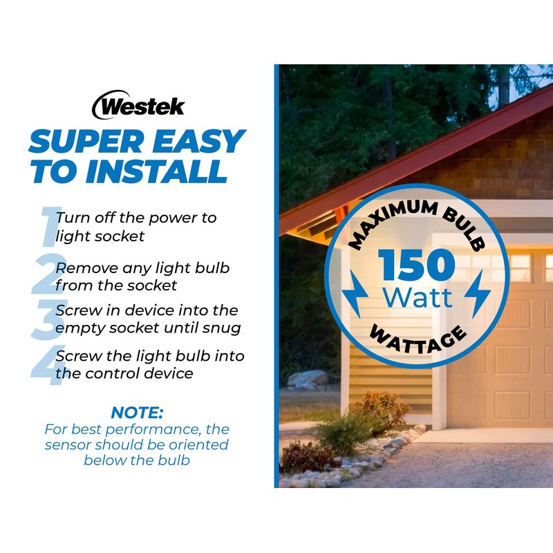 Westek Screw in Motion Sensor Light Socket for Outdoor Lighting,