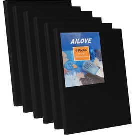 AILOVE Black Canvas,8x10 Inch 6-Pack, 100% Cotton Primed Acid-Free Stretched Black canvases for Painting, Art Supplies for Acrylic Pouring, Oil Painting and Watercolor Paints