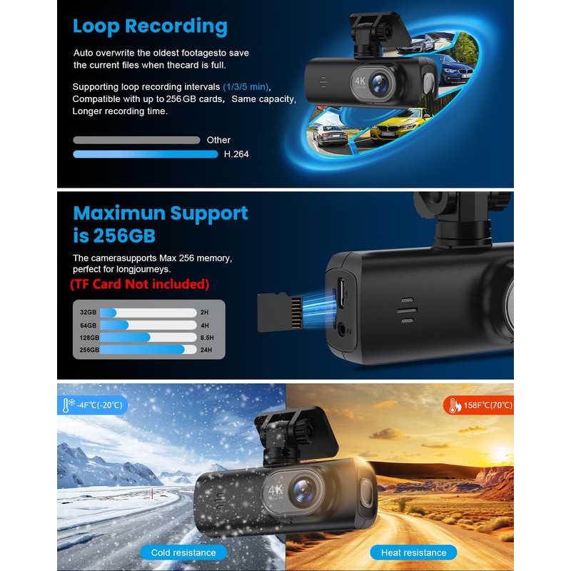 Dash Cam 4K Front, Ultra HD Dash Camera for Cars,