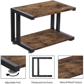 CIKEA Printer Stand with Wood, Desktop Stand for Printer, Desktop Printer Stand with Storage Shelf, 2 Tier Desk Shelf,Multi-Purpose Desk Organizer for Fax Machine, Scanner, Files, Books