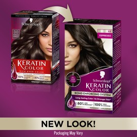 Schwarzkopf Schwarzkopf Keratin Color Permanent Hair Color, 3.0 Espresso, 1 Application - Professionally Inspired Permanent Hair Dye, for up to 80% Less Breakage vs Untreated Hair and up to 100% Gray Coverage
