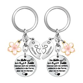 HEYEJET Mother and Daughter Gifts Keyring for Mum Daughter Matching Heart Gifts 2 Pieces Distance Heel Gifts for Mum Daughter Mother's Day Christmas Birthday Gifts, silver