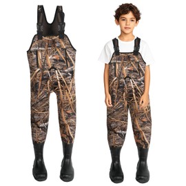 8 Fans Hunting Waders for Kids, Neoprene Youth Fishing Waders with Boot, Lightweight Chest Waders for Toddler Children (Next Camo Evo(s), 2T)