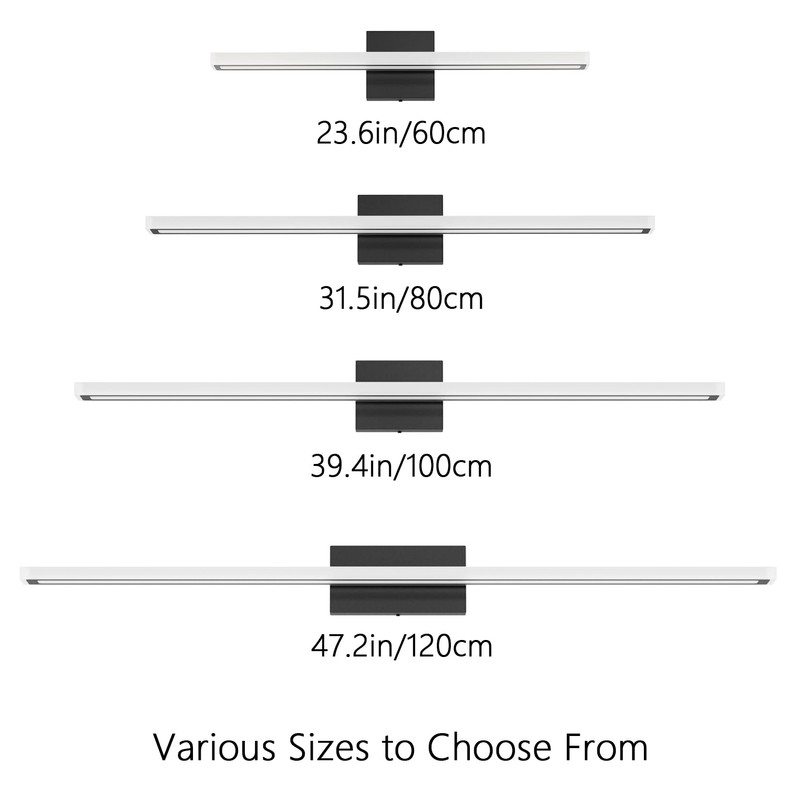 lundwa 48inch Black LED Bathroom Vanity Light Bar 40W Modern