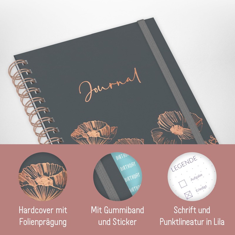Häfft® Bullet Journal Fancy - Hardcover Notizbuch A5 dotted, 120