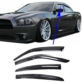 labwork Window Visor Replacement for 2011-2020 Dodge Charger Slim Style Acrylic Black Sun Rain Guards Cover 2012 2013 2014 2015 2016 2017 2018 2019 2020
