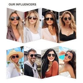 SOJOS Retro Oversized Square Polarized Sunglasses for Women and Men Vintage Shades Classic Large Metal Sun Glasses with Grey/Grey Lens