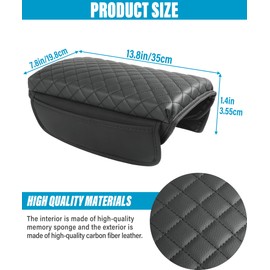 Zlirfy Carbon Fiber Leather Armrest Cover for Car,Auto Center Console Pad with Organizer Pockets,Car Armrest Cover,Car Accessories Car Armrest Cushion,Armrest Box Protector(Black)