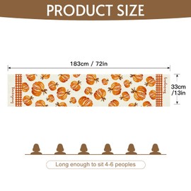 Ohok Autumn Table Runner 33 x 183 cm, Linen Autumn Decoration Series Table Runner Kitchen Dining Table Decoration for Indoor and Outdoor Holiday Party Farmhouse Living Room Decor (Pumpkin B)