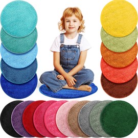 Drydiet 20 Pcs Kids Mats 18 Inch Crazy Round Carpet Seats for Child Colorful Classroom Circle Soft Warm Floor Rug Rainbow Cushions for School Family Daycare Group Activity Learning Marker Play Area