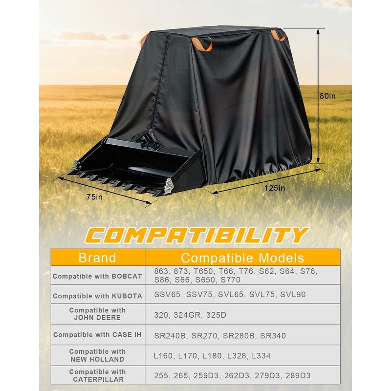 MDPROMCP Skid Steer Cover Waterproof Heavy Duty 420D Oxford Cloth