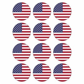 Pack of 12 Stickers United States of America Flag Round 4 cm USA Flag Weatherproof and UV Protection