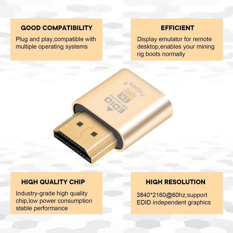 Dummy Plug Headless Ghost Display Emulator Premium Aluminium PC HDMI-Compatible