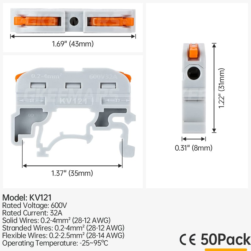 GKEEMARS DIN Terminal Blocks, Universal Wiring Connector Lever Wire Connectors