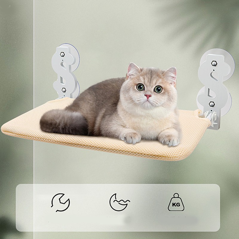 Foldable Cat Window Hammock Metal Frame Cordless Folding Cat Window