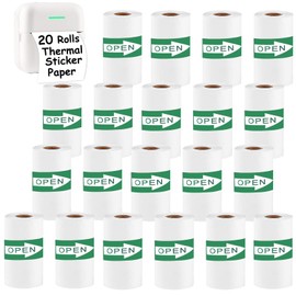 20 Rolls Self-Adhesive Thermal Paper, Glossy Thermal Printer Paper for Mini Portable Printer, 57 x 25mm, Thermal Labels for Most Pocket Printer