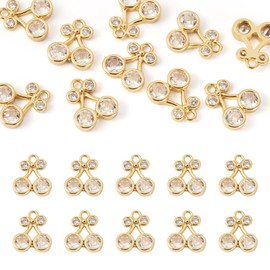 10 Pcs 18K Gold Plated Cherry Charms Cubic Zirconia Cherry Charms Crystal Dangle Pendants for Necklace Bracelet Earring Jewelry Making