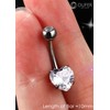 OUFER 14G Belly Button Piercing Titanium Heart Piercing Long Short