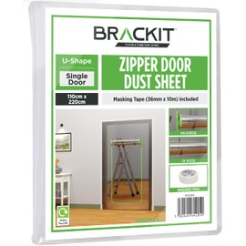 U Shape Zipper Door dust Sheet with pre-Assembled 4m Zipper. 100cm x 220cm (1m x 2.2m) with Masking Tape 36mm x 10m