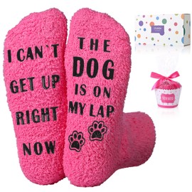 Cyunda Funny Gifts for Mom, Dog Mom Gifts for Women, Birthday Gifts for Dog Lovers, Fuzzy Dog Socks, Christmas Dog Stockings,Hot Pink