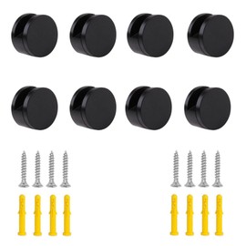 Ykendz Aluminum Mirror Mounting Clips, Round Shape Wall-Mounted Mirrors Bracket, Glass Clips Clamps Holder, Dresser Mirror Fixed Fitting for 5-11mm Thick Mirror 8 Pieces (Black)