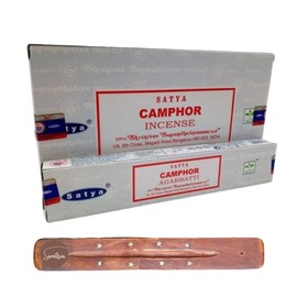 Satya Nag Champa Camphor Incense Sticks | x12 pack | with SAMASIA incense sticks holder | Used for Caomatherapy, Spa, Yoga, Weddings, Meditation, Healing, Positivity and Relaxation