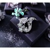 Crystal Rhinestone Fox Brooch Pin, Silver Tone with Aurora Borealis