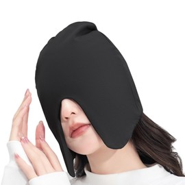 Haberry Sleeping Hat, Night Cap, Eye Mask, Sleeping Hat, Hair Care, Sleep Hat, Sleep Safe, Black, Free size