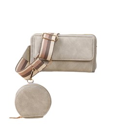 Endaycon Crossbody Bags for Women, Cell Phone Crossbody Wallet with Card Slots,Trendy Shoulder Wallet with Coin Purse, Grey