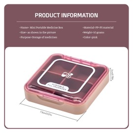 PAITOK Small Pill Case,Portable Pill Box BPA Free Travel Pill Organiser Moistureproof Tablet Box Cute Pocket Pill Box with 4 Large Compartmensts for Medication, Vitamin, Supplement(Pink)