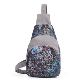 Black Butterfly Premium Canvas Chest Bag, Crossbody Shoulder Bag, Chest Pack for Fashion and Small (Light gray)