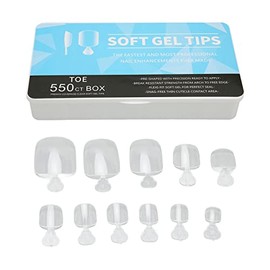 550 Uds Puntas de Uñas Postizas de los Pies Cubierta Completa Transparente Artificial Ultrafino Puntas de Uñas Transpirables de Varios Tamaños con Caj