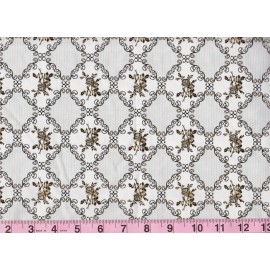 JoAnn Fabrics BTY Blk Wh Ditsy Floral Trellis Met Gold Print 100% Cotton Quilt Fabric Yard