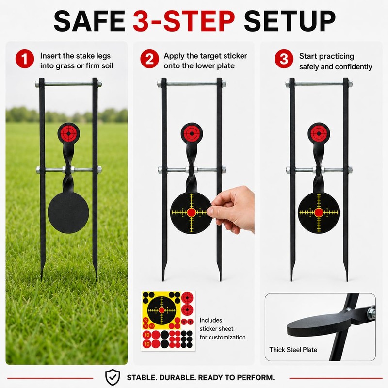 3/8 Inch Thick Carbon Steel Spinner Shooting Target Self Resetting