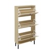 OPODEE Natural Rattan Shoe Storage Cabinet for Entryway, 24 in