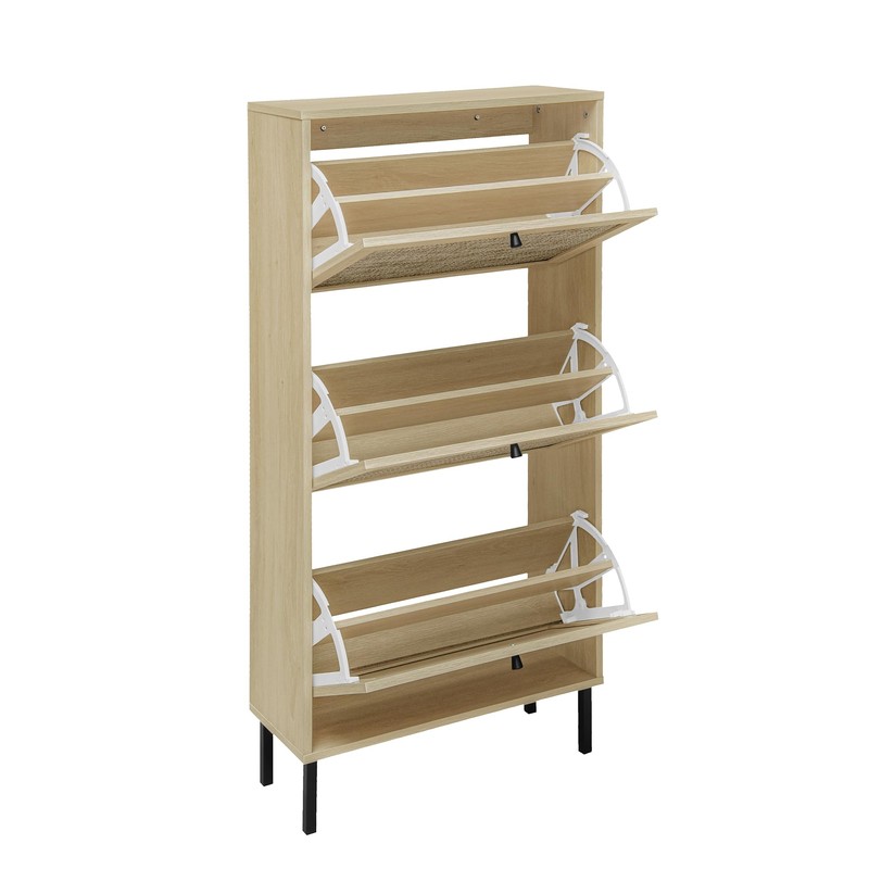 OPODEE Natural Rattan Shoe Storage Cabinet for Entryway, 24 in