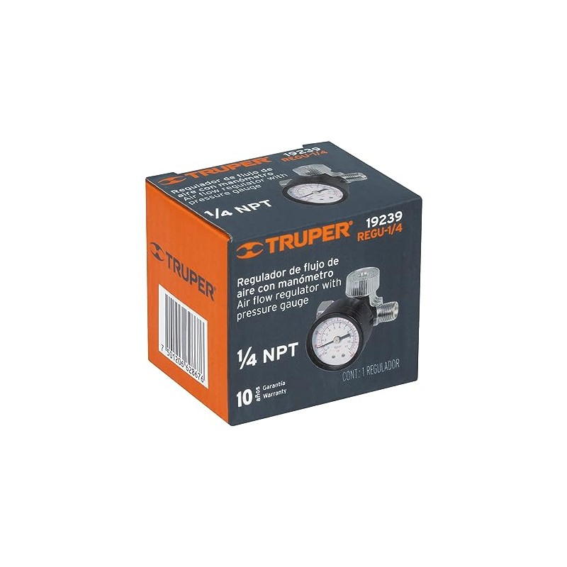 Truper REGU-1/4, Regulador de aire para compresor, cuerda 1/4 NPT
