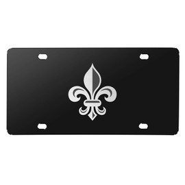 iPick Image Fleur-de-Lis FDL 3D Black Stainless Steel License Plate (Black)