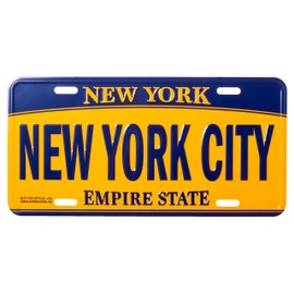 Artisan Owl New York City Empire State Blue and Gold Souvenir License Plate