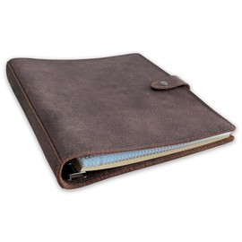 Genuine Leather Photo Album 4"x6" 120 Pockets with 30 Sheets of Writing Paper, 6-Ring Binder, Snap Closure