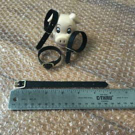 Unbranded Qty 12 LUGGAGE STRAPS 5-11/16" Black Leather Gold Buckle for ID Tags or Crafts