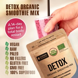 Numami Organic Detox Blueberry Smoothie Powder with Healthy Spirulina, Atlantic Dulse and Barley Grass Juice Powder, Premium Quality Superfood (Blueberry Detox Powder)
