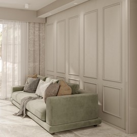 Birdeco Premade Wall Molding Kit Construction Adhesive, Ready to Assemble Wainscoting Panels Set of 3, Installed with Glue, Pre-Cut Molding Trim for Interrior Wall, DIY (9 Frames)