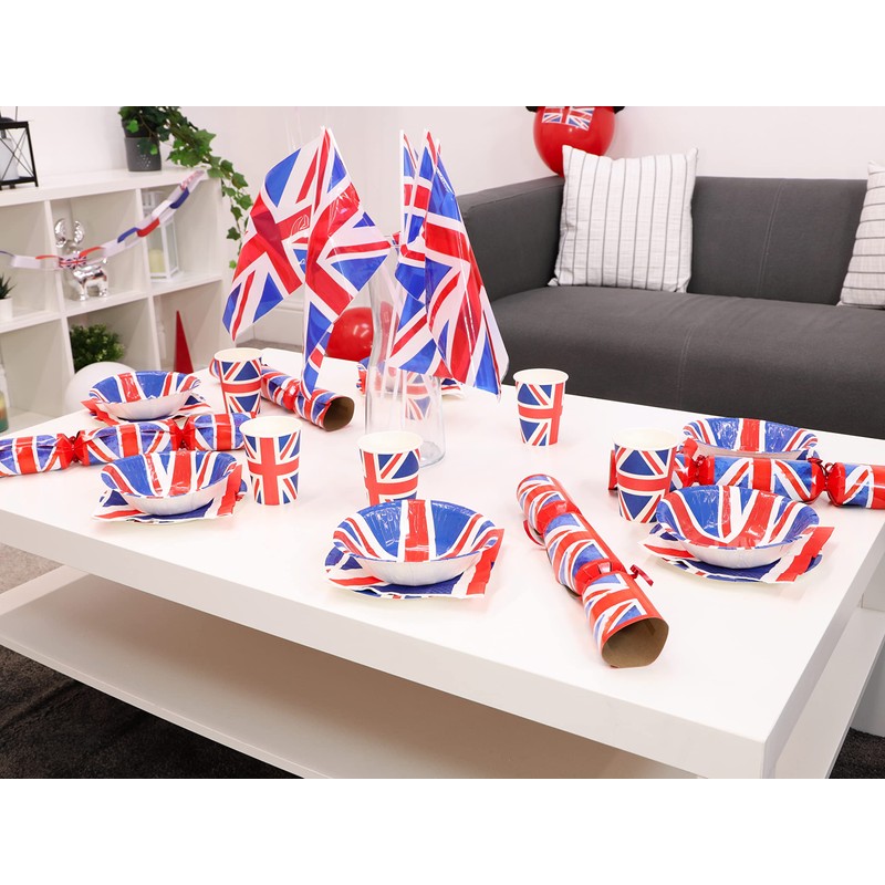 Toyland® Pack of 10 - Disposable Union Jack Paper Bowls