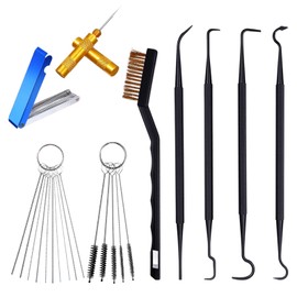Tucnoeu Carburetor Cleaning Kit, 1 Single Head Brush 23 Needles 5 Nylon Brushes 1 Scraper and 4 Cleaning Hooks for Motorcycles, ATVs, Chainsaws, and Small Engines