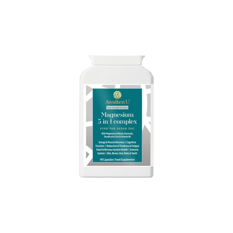 Magnesium Glycinate 5 in1 Complex, High Strength 90 Vegan Caps,