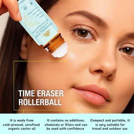 Frankincense and Castor Oil, Organic Castor Oil Roll On with Rose Quartz Roller, 100% Pure, Organic, Cold-Pressed, Firms Skin, Reduces Fine Lines, Suitable for Face, Neck, Abdomen(50ML/1.7OZ)