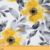 Castle Fairy Yellow Flowers Soft Polyester No Stretch Fabric,100% Polyester,Vintage